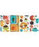 ROOMMATES Lot de 32 stickers THEME CAFÉ VINTAGE repositionnables 4 feuilles de 10,1cm x 44,1cm