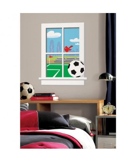 ROOMMATES Sticker géant TROMPE L\'oeIL TERRAIN DE FOOTBALL repositionnable 50,6cm x 101,6cm