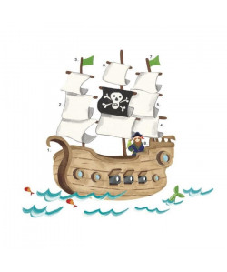 ROOMMATES Lot de 18 stickers BATEAU PIRATE repositionnables 50,6cm x 101,6cm