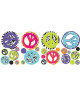 ROOMMATES Lot de 26 stickers SIGNE PEACE MOTIFS ZEBRE repositionnables 4 feuilles de 10,1cm x 44,1cm