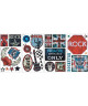 ROOMMATES Lot de 25 stickers URBAN BOY ROCK N ROLL repositionnables 4 feuilles de 10,1cm x 44,1cm