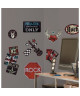 ROOMMATES Lot de 25 stickers URBAN BOY ROCK N ROLL repositionnables 4 feuilles de 10,1cm x 44,1cm