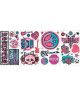 ROOMMATES Lot de 34 stickers GIRLS ROCK N ROLL repositionnables 4 feuilles de 10,1cm x 44,1cm