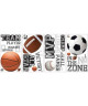 ROOMMATES Lot de 24 stickers ALL STAR SPORTS DE BALLONS repositionnables 4 feuilles de 10,1cm x 44,1cm