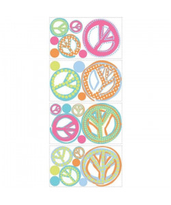 ROOMMATES Stickers BRILLANT PEACE repositionnables 4 feuilles de 10,1cm x 44,1cm