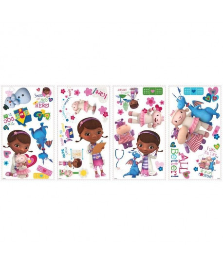 ROOMMATES Lot de 27 stickers DISNEY DOCTEUR MCSTUFFINS repositionnables 4 feuilles de 10,1cm x 44,1cm