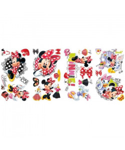 ROOMMATES Lot de 21 stickers DISNEY MINNIE AIME LE SHOPPING repositionnables 4 feuilles de 10,1cm x 44,1cm