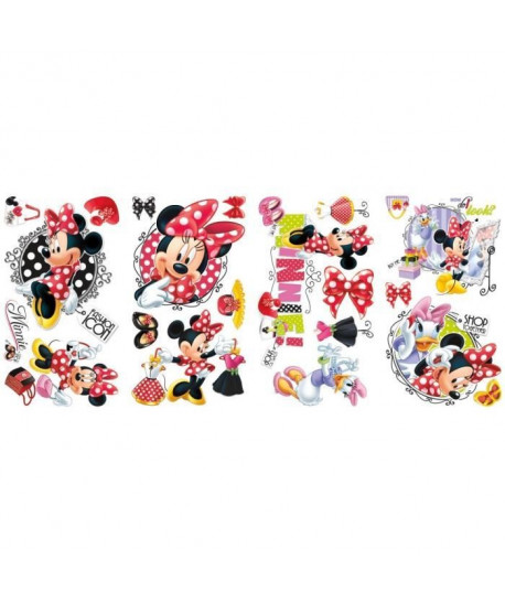 ROOMMATES Lot de 21 stickers DISNEY MINNIE AIME LE SHOPPING repositionnables 4 feuilles de 10,1cm x 44,1cm