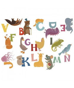 NAF NAF Jeu De 2 Stickers Animals Alphabet Décoration Chambre Bébé