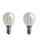 DURACELL Lot de 2 ampoules LED a filaments E14 sphérique 2,4 W équivalent 25 W blanc chaud