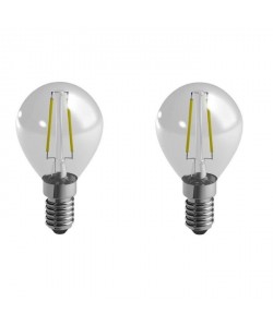 DURACELL Lot de 2 ampoules LED a filaments E14 sphérique 2,4 W équivalent 25 W blanc chaud