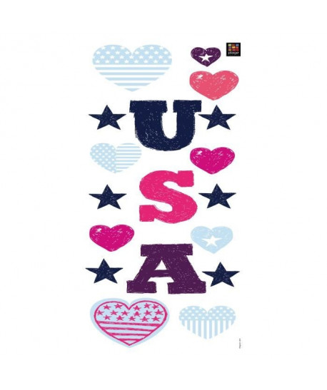 PLAGE Stickers déco  American Lover 1 planche  24x68cm