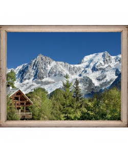 PLAGE  Sticker Fenetre trompe l\'oeil adhésive   Montagne 160x75 cm