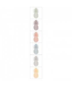 Sticker déco carrelage Ananas colorés vinyle 15x15 cm Multicolore