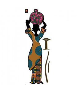 PLAGE Sticker déco  Silhouette africaine1 Planche 24x68cm