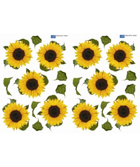 PLAGE Stickers adhésif mural Taille S  Tournesols2 planches 29,7 x 21 cm, divers motifs