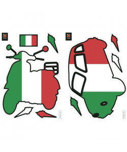 PLAGE Stickers adhésif mural Taille S  Italia 2 planches 29,7 x 21 cm, divers motifs