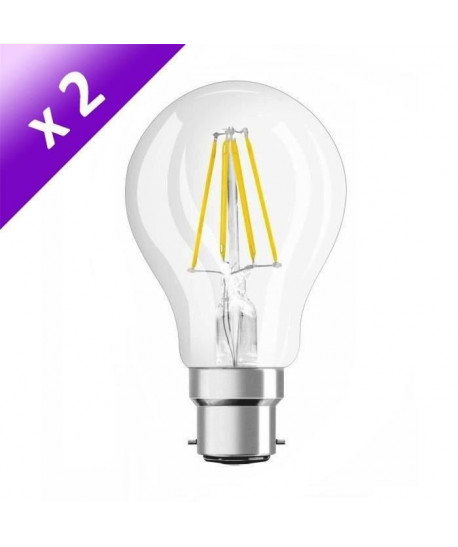 OSRAM Lot de 2 Ampoules filament LED B22 4 W équivalent a 40 W blanc chaud