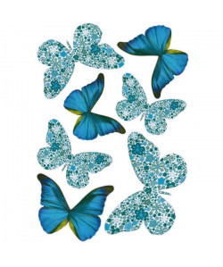 Sticker déco Papillons 3D blue holidays PVC Bleu