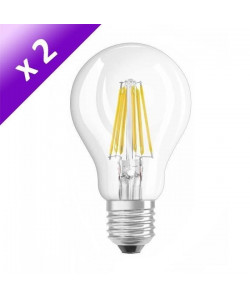 OSRAM Lot de 2 Ampoules filament LED E27 8 W équivalent a 75 W blanc chaud