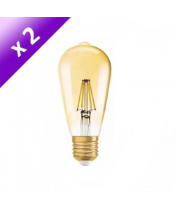 OSRAM Lot de 2 Ampoules LED Vintage Edition 1906 E27 7 W équivalent a 54 W blanc chaud dimmable variateur