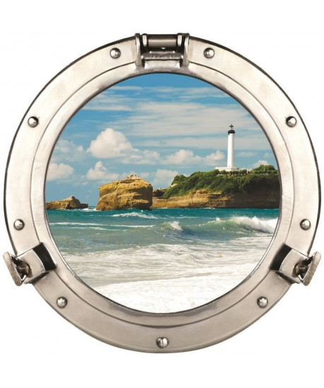 PLAGE  Sticker Fenetre trompe l\'oeil adhésive   Phare60x75 cm