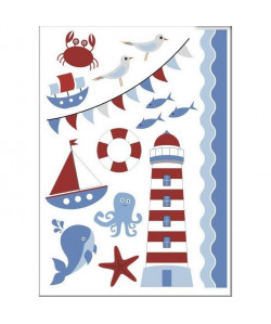 PLAGE Sticker déco  Mer enfant 1 Planche 48 x 68 cm