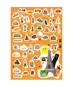 PLAGE Stickers adhésif mural Taille S  Monuments2 planches 29,7 x 21 cm, divers motifs