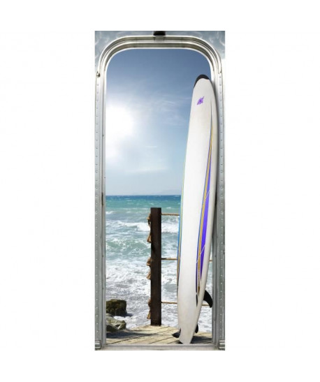 Sticker Adhésif de porte Ondoor  Waikiki beach  204 x 83 cm