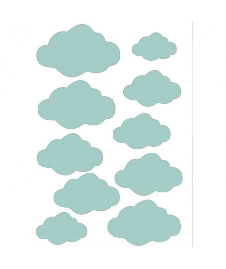 Sticker déco Nuages 3D PVC Bleu