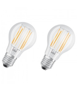 OSRAM Lot de 2 Ampoules LED E27 standard claire 8,5 W équivalent a 75 W blanc chaud dimmable variateur