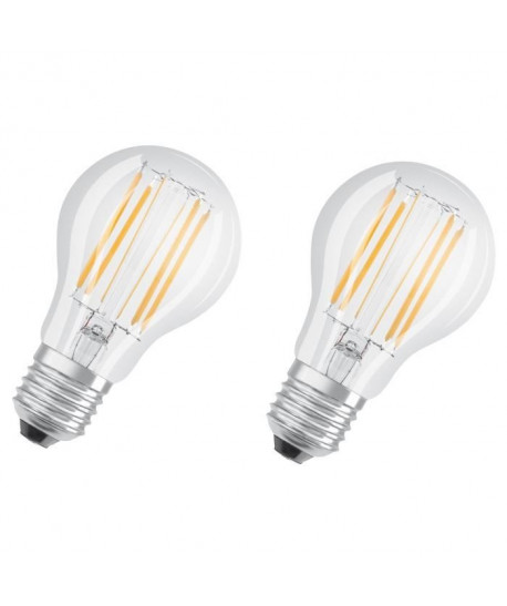 OSRAM Lot de 2 Ampoules LED E27 standard claire 8,5 W équivalent a 75 W blanc chaud dimmable variateur