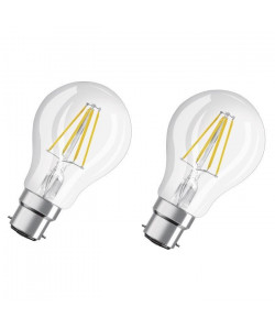 OSRAM Lot de 2 Ampoules LED B22 standard claire 7 W équivalent a 60 W blanc chaud