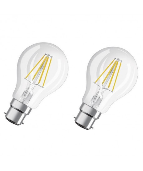 OSRAM Lot de 2 Ampoules LED B22 standard claire 7 W équivalent a 60 W blanc chaud