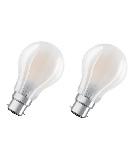 OSRAM Lot de 2 Ampoules LED B22 standard dépolie 7 W équivalent a 60 W blanc chaud