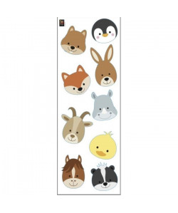 PLAGE Sticker déco  Tetes d\'animaux1 Planche 24x68cm