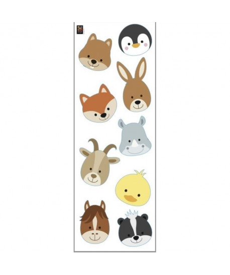 PLAGE Sticker déco  Tetes d\'animaux1 Planche 24x68cm