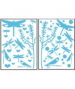 PLAGE Stickers adhésif mural Taille S  Libellules bleues2 planches 29,7 x 21 cm, divers motifs