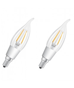 OSRAM Lot de 2 Ampoules LED E14 flamme claire 4,5 W équivalent a 40 W blanc chaud dimmable variateur