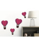 Sticker déco Montgolfieres 3D coeur PVC Rose