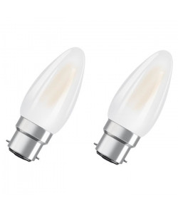 OSRAM Lot de 2 Ampoules LED B22 flamme dépolie 4,5 W équivalent a 40 W blanc chaud dimmable variateur