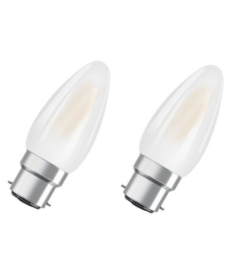 OSRAM Lot de 2 Ampoules LED B22 flamme dépolie 4,5 W équivalent a 40 W blanc chaud dimmable variateur