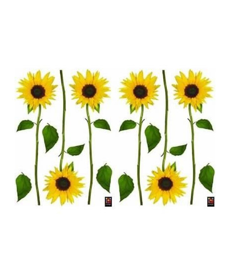 PLAGE Stickers adhésif mural Taille S  Tournesols 22 planches 29,7 x 21 cm, divers motifs