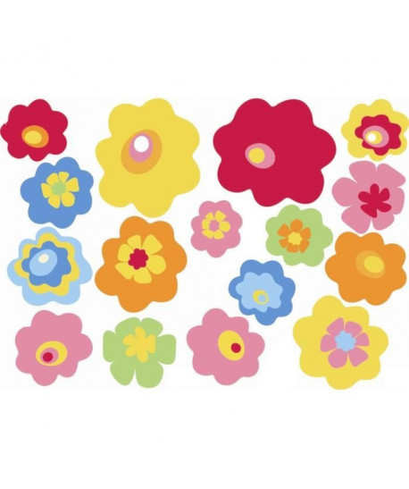 Lot de 2 planches de Stickers adhésif   Fleurs colorés   29,7 x 21 cm