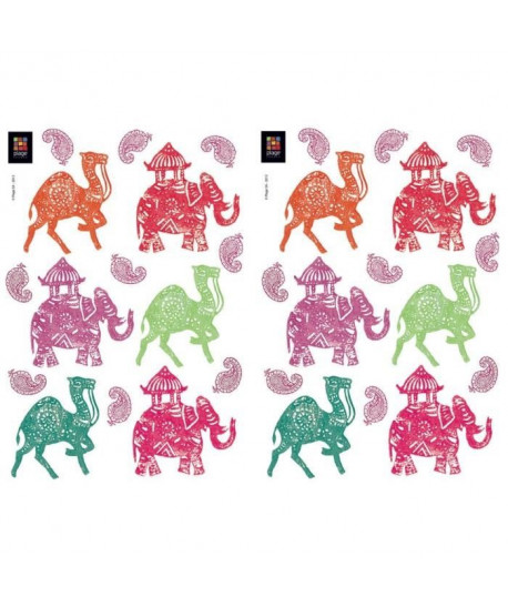 Lot de 2 planches de Stickers adhésif   Rajasthan   29,7 x 21 cm