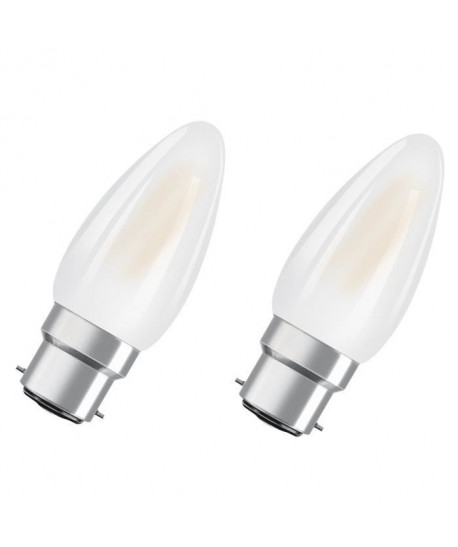 OSRAM Lot de 2 Ampoules LED B22 flamme dépolie 4 W équivalent a 40 W blanc chaud