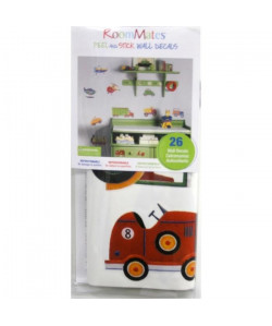 ROOMMATES Lot de 26 stickers VEHICULE DE TRANSPORT repositionnables 4 feuilles de 10,1cm x 44,1cm