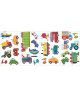 ROOMMATES Lot de 26 stickers VEHICULE DE TRANSPORT repositionnables 4 feuilles de 10,1cm x 44,1cm