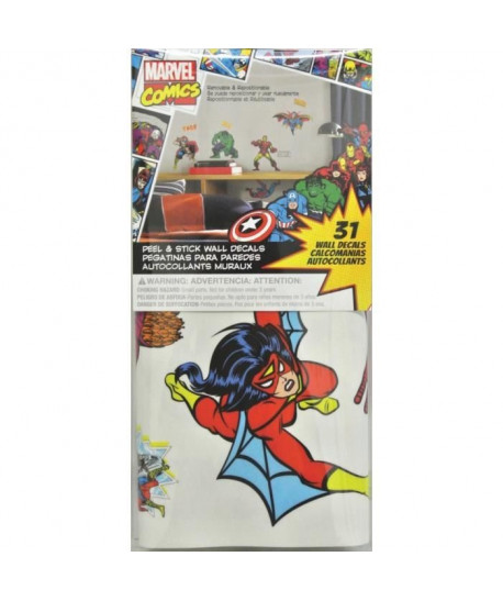 ROOMMATES Lot de 32 stickers MARVEL CLASSIC repositionnables 4 feuilles de 10,1cm x 44,1cm