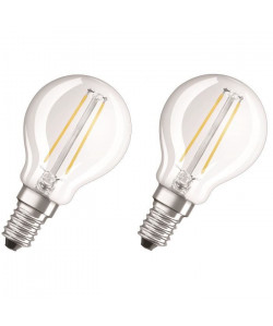 OSRAM Lot de 2 Ampoules LED E14 sphérique claire 1,2 W équivalent a 15 W blanc chaud